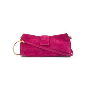 VIOLA CASTELLANI Fuxia Made In Italy Suede East West D-ring Clutch